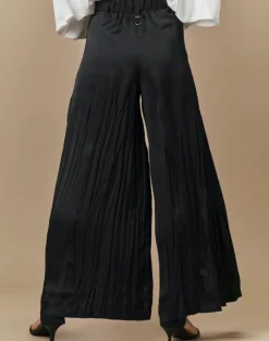 Acceptance Wide Leg Pleated Trousers Black