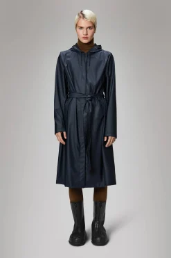 A-line Navy Longer raincoat