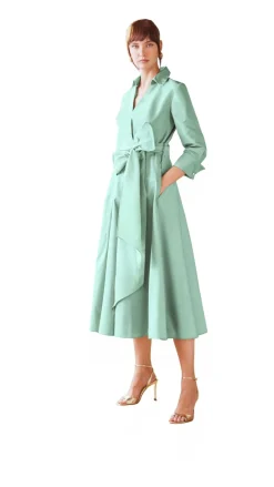 Aqua Blue Taffeta Shirt Dress