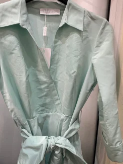 Aqua Blue Taffeta Shirt Dress