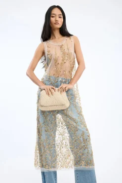 Barika Gold Sheer Dress