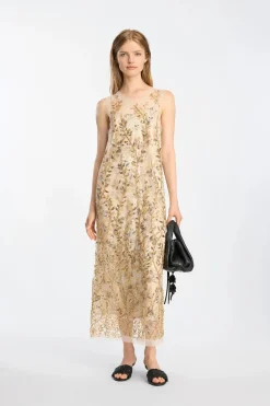 Barika Gold Sheer Dress