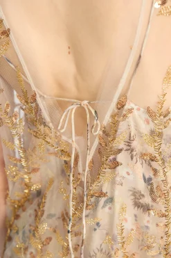 Barika Gold Sheer Dress