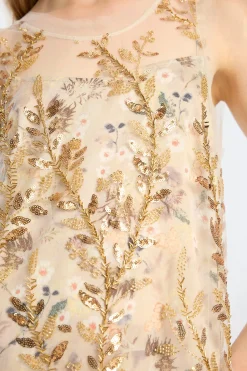 Barika Gold Sheer Dress