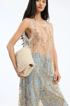 Barika Gold Sheer Dress