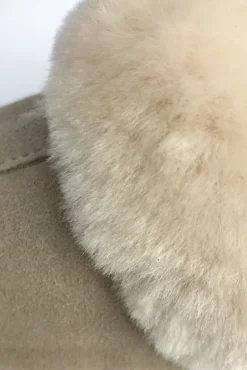 Beige Cream Luxury Sheepskin Wedge Slippers