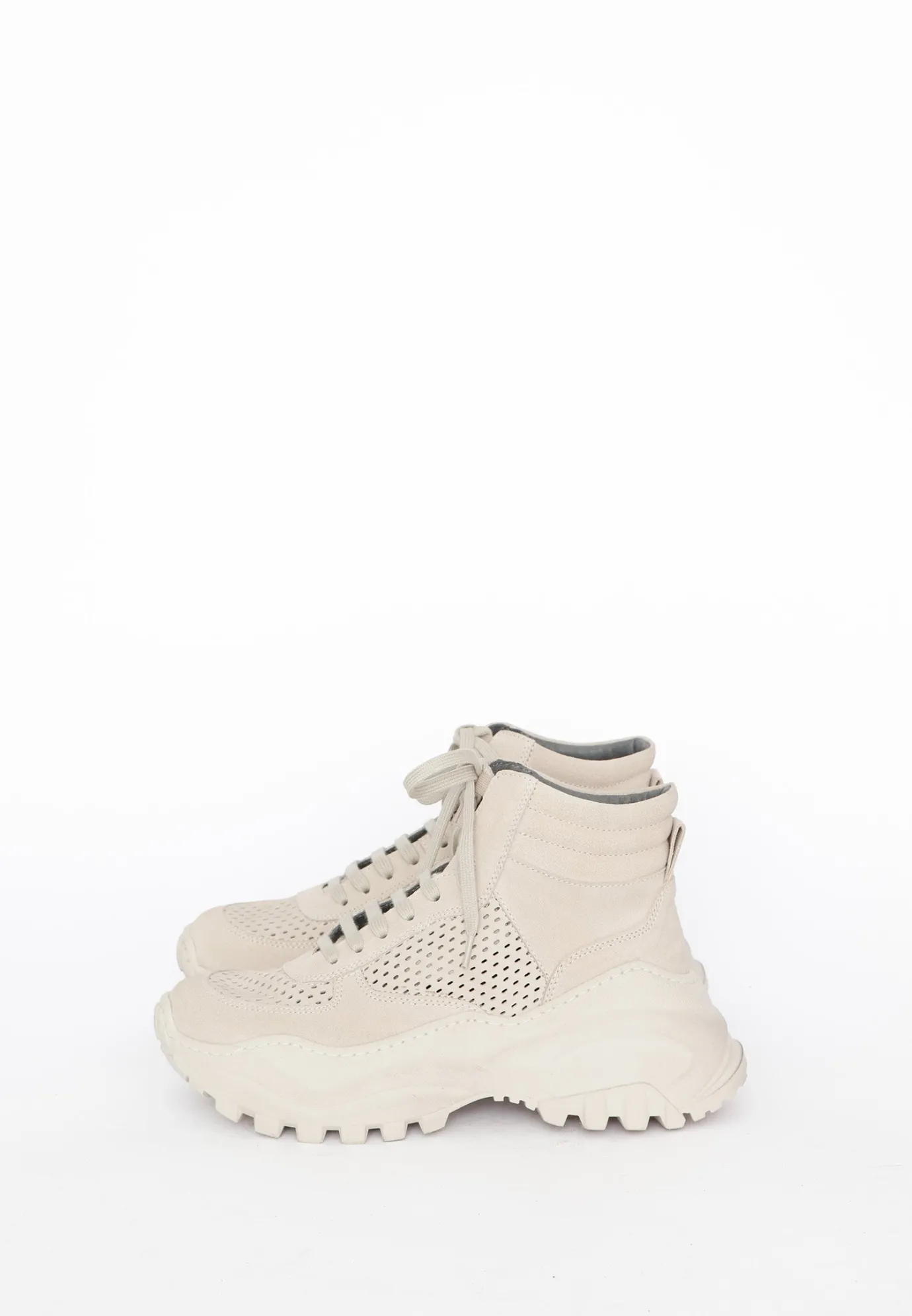 Beige suede trainer boot