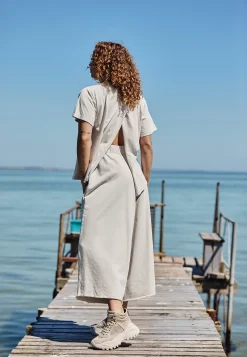 Beige suede trainer boot