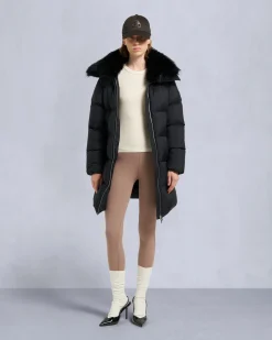 Belle Dune Shearling Trim Puffer
