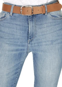 'Benay' Brown Belt With Silver Buckle