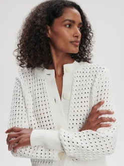 Bettina Textured White Knit Jacket