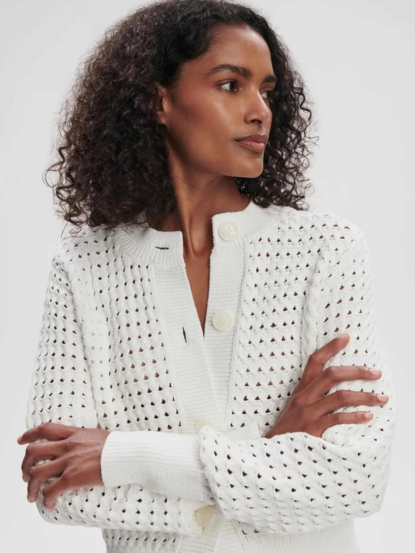 Bettina Textured White Knit Jacket