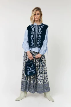 Bin Blue Velvet Vest