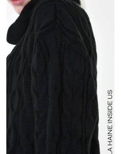 Black Cable Knit Rollneck Sweater