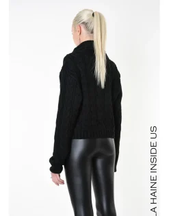 Black Cable Knit Rollneck Sweater
