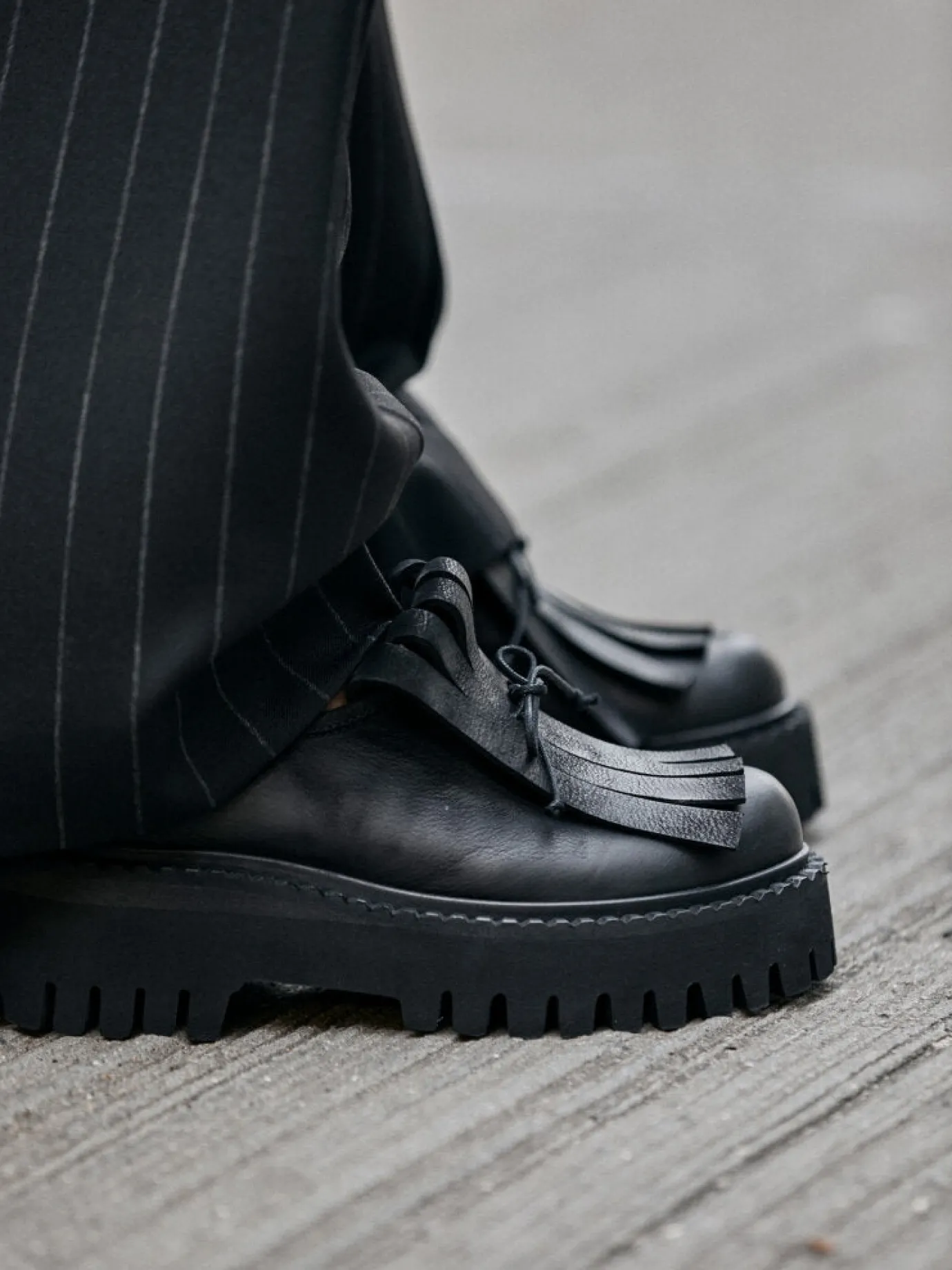 Black Fringe Chunky Loafer