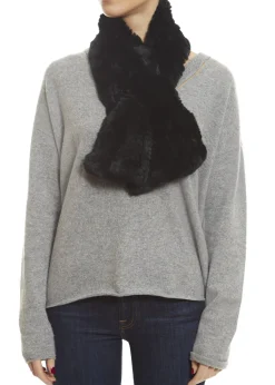 Black Knitted Rex Rabbit 'Loop' Luxury Fur Scarf