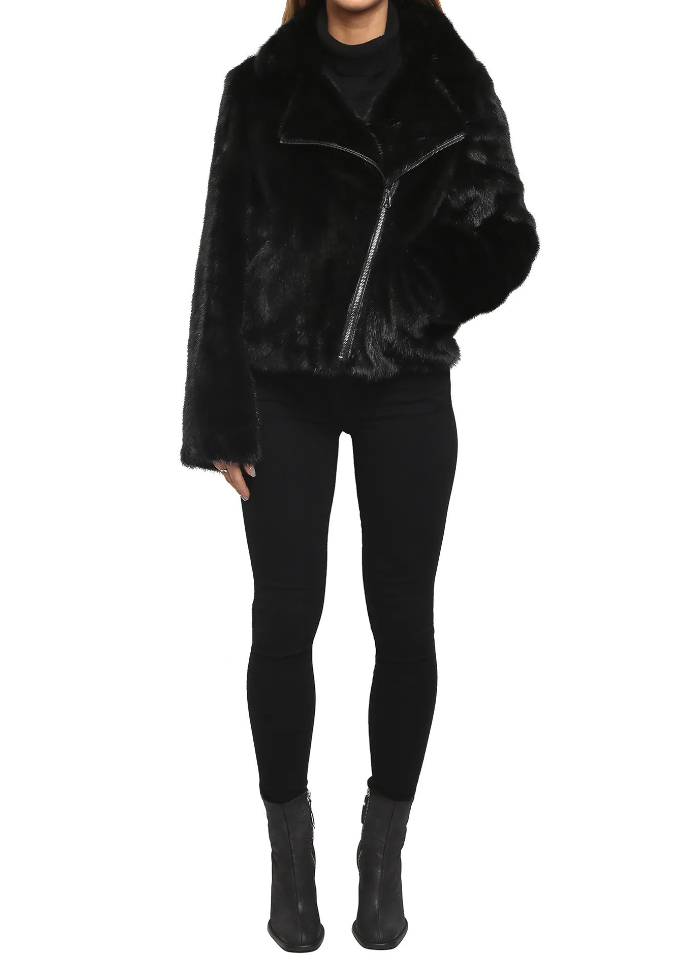 Black Mink Biker Jacket