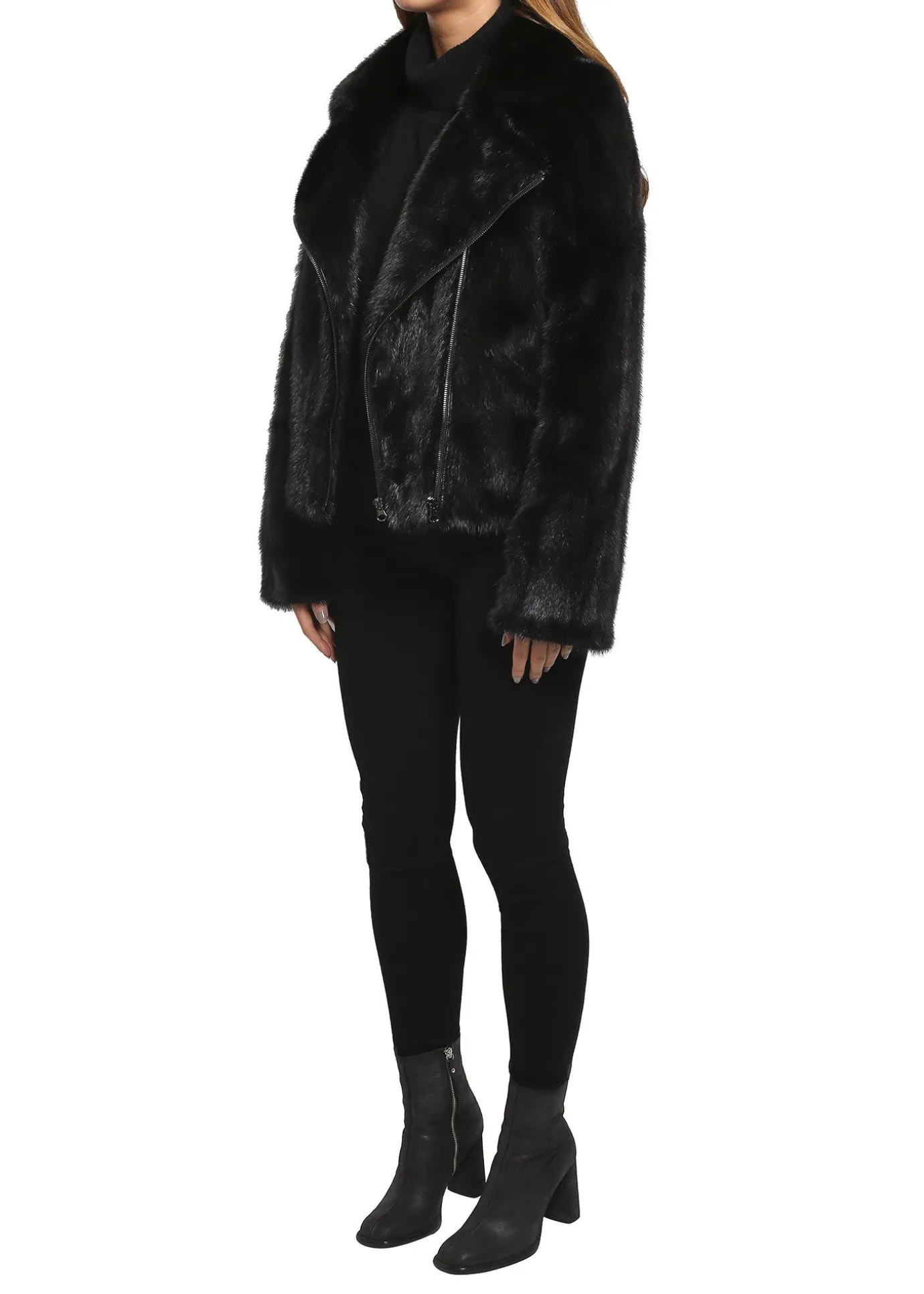 Black Mink Biker Jacket