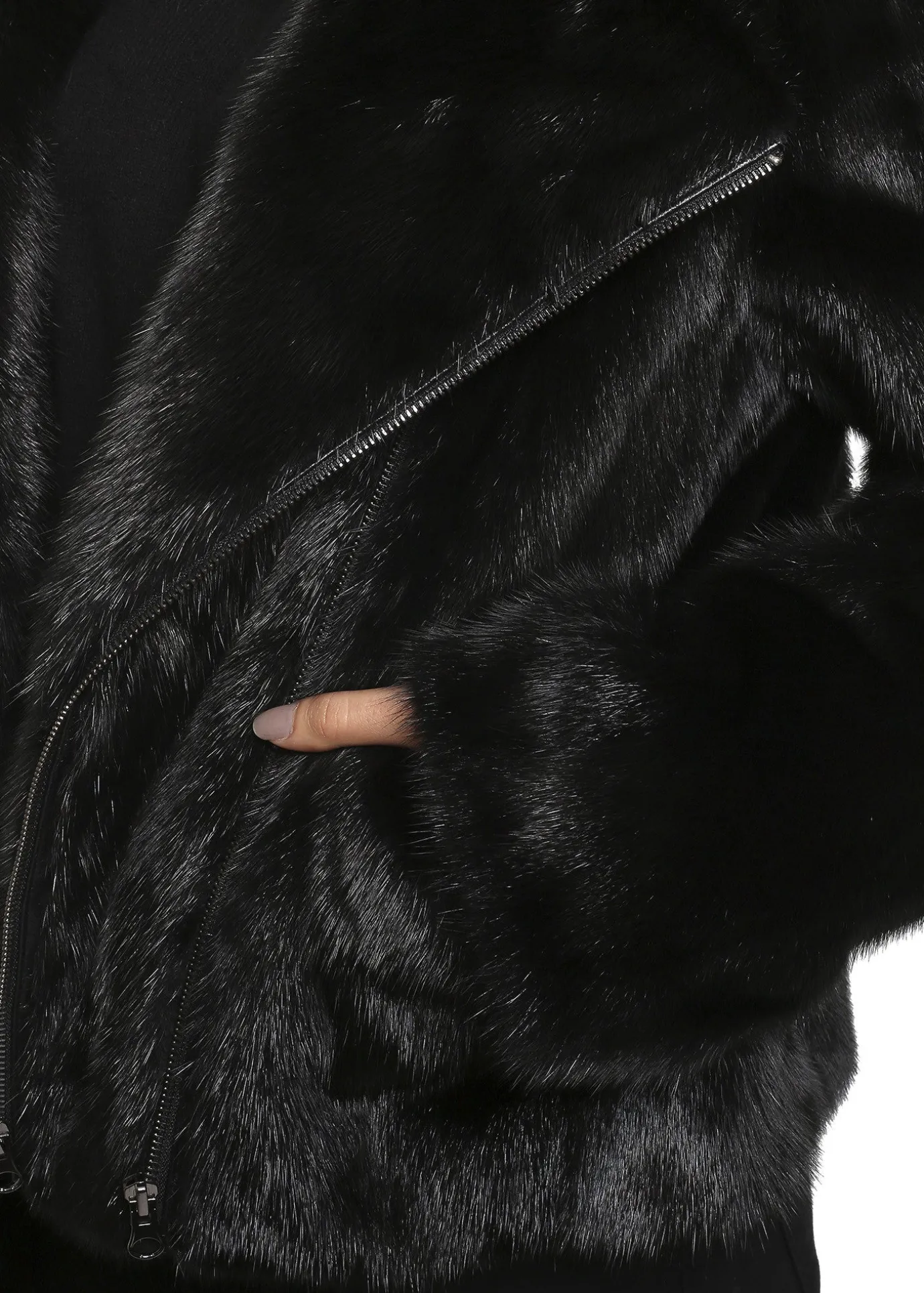 Black Mink Biker Jacket