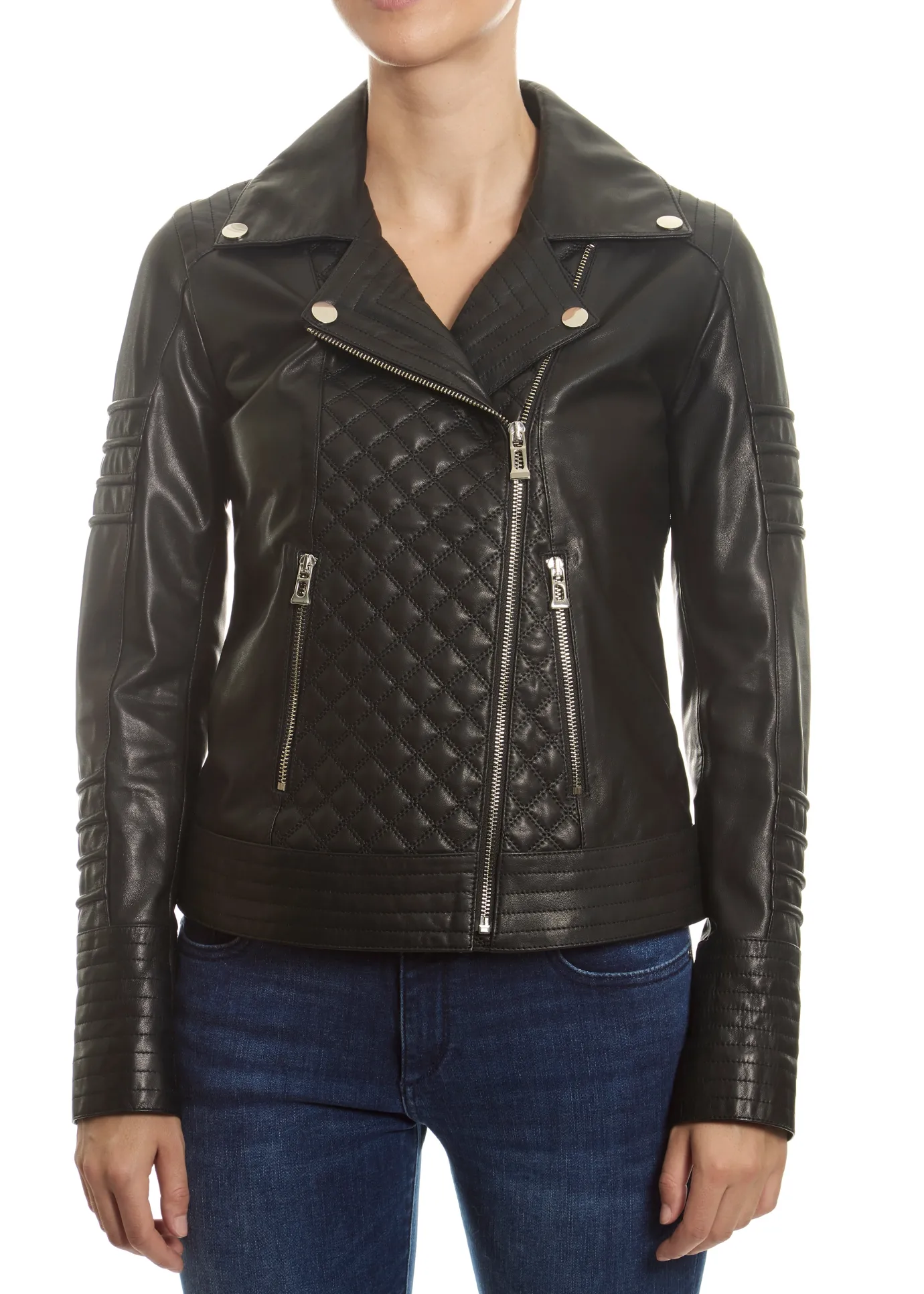Black 'Quilted' Leather Jacket