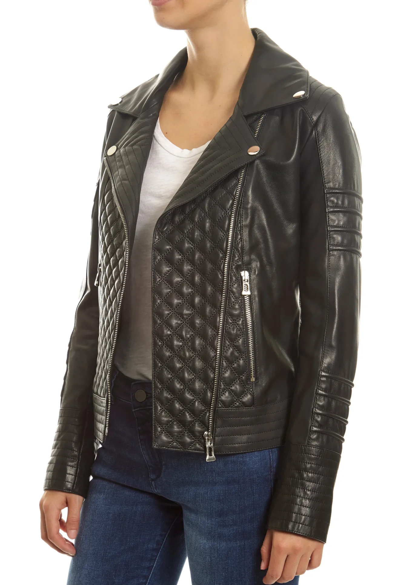 Black 'Quilted' Leather Jacket