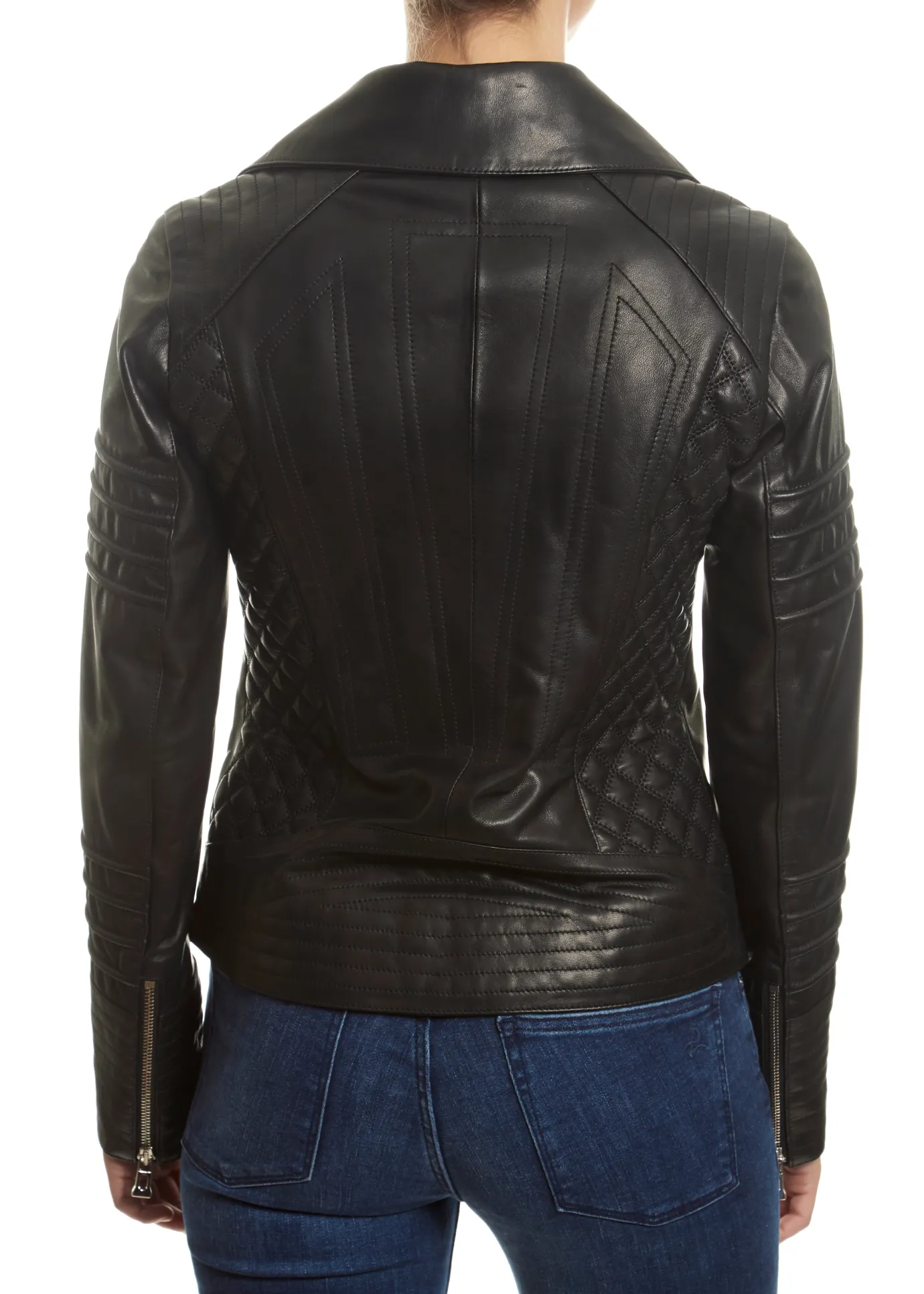 Black 'Quilted' Leather Jacket