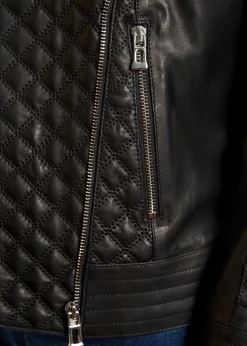 Black 'Quilted' Leather Jacket