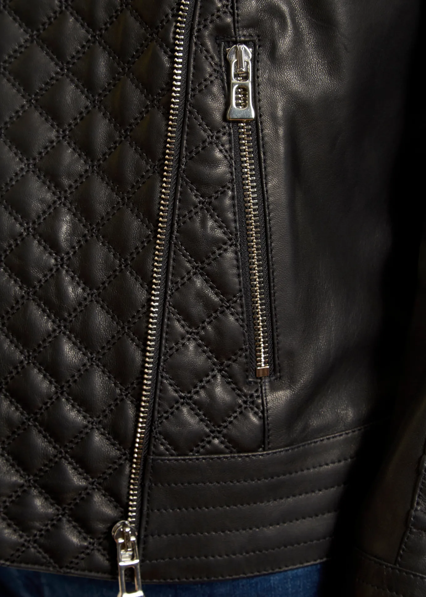 Black 'Quilted' Leather Jacket