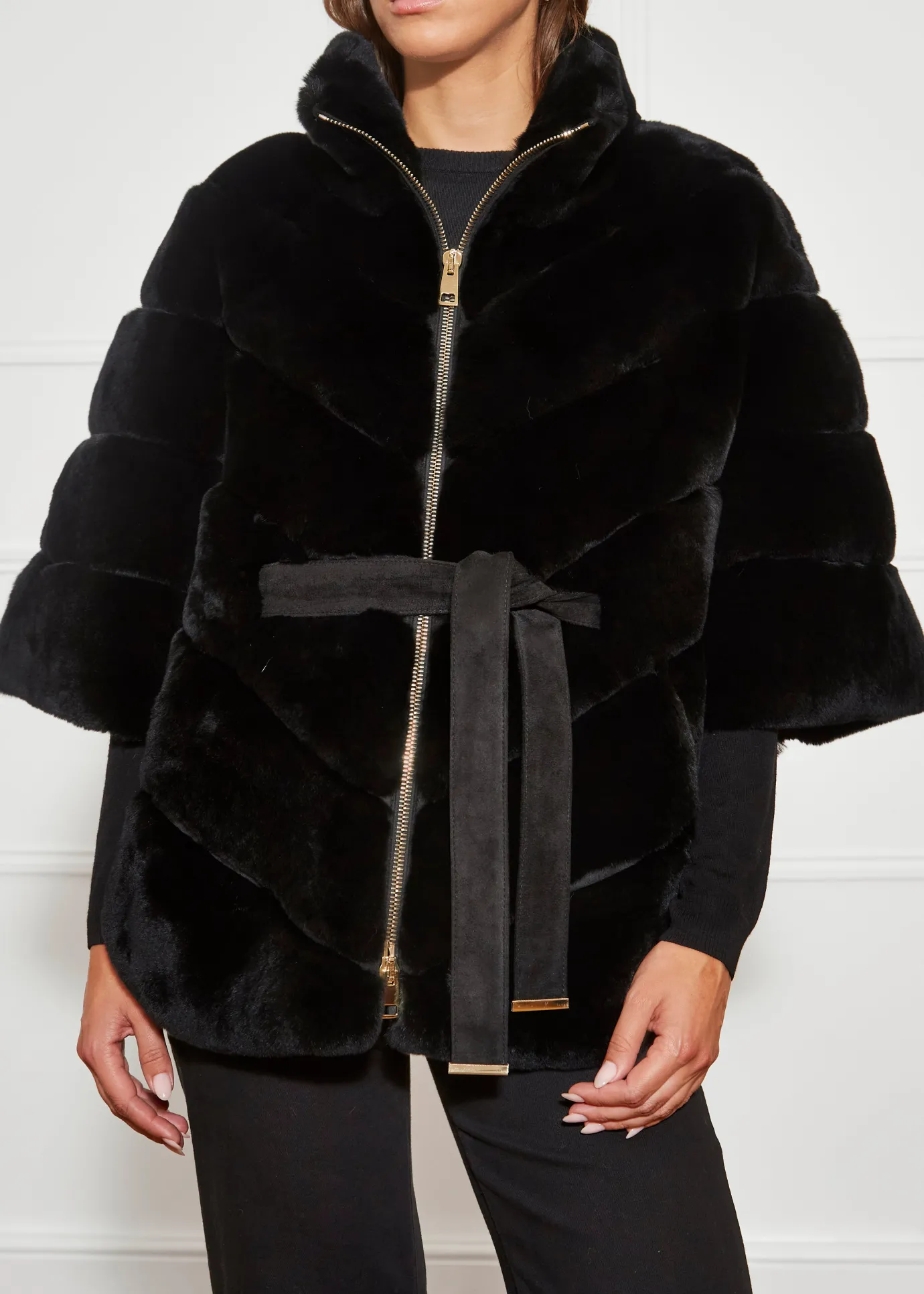 Black Rex Rabbit Cape Coat