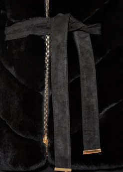 Black Rex Rabbit Cape Coat