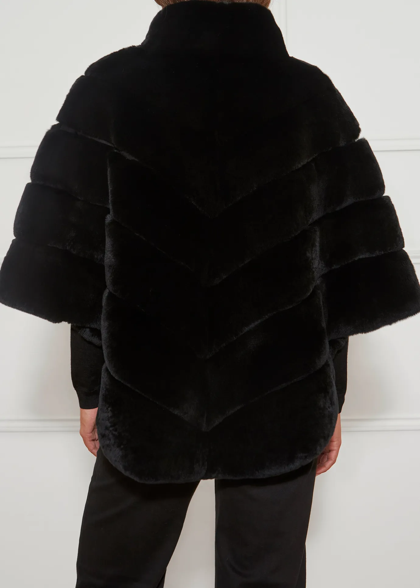 Black Rex Rabbit Cape Coat
