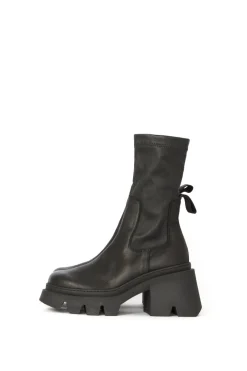 Black Stretch Leather Boot