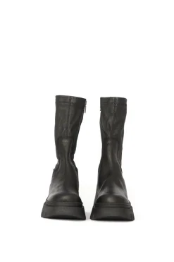 Black Stretch Leather Boot