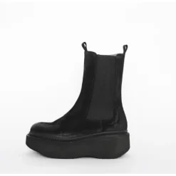 Black Suede Platform Wedge Boot