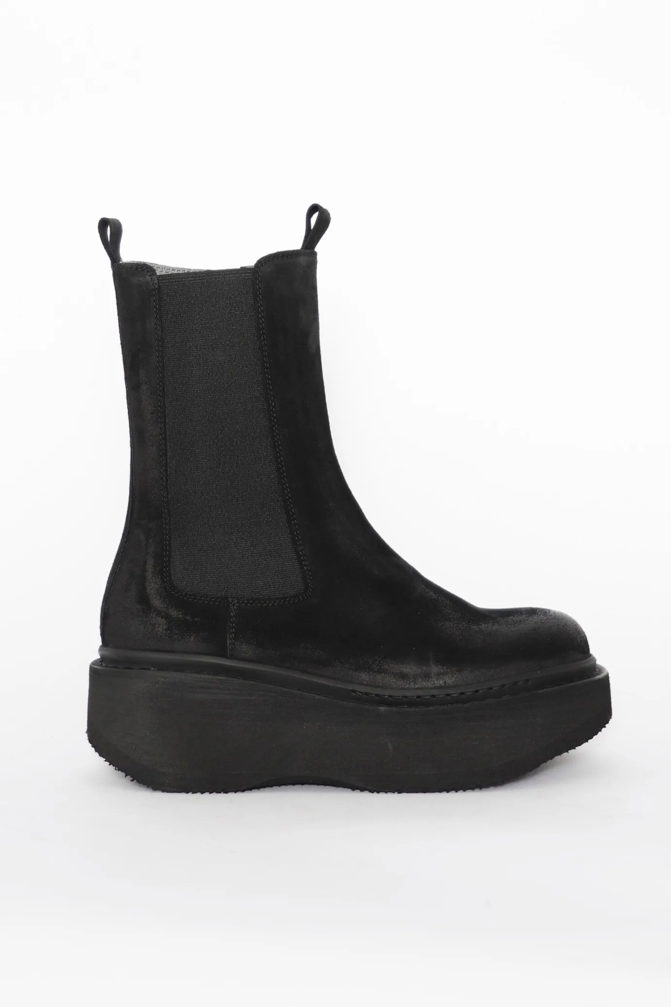 Black Suede Platform Wedge Boot