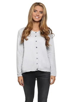 Blue Grey 'White cashmere' Silk Back Cardigan