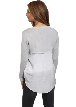 Blue Grey 'White cashmere' Silk Back Cardigan