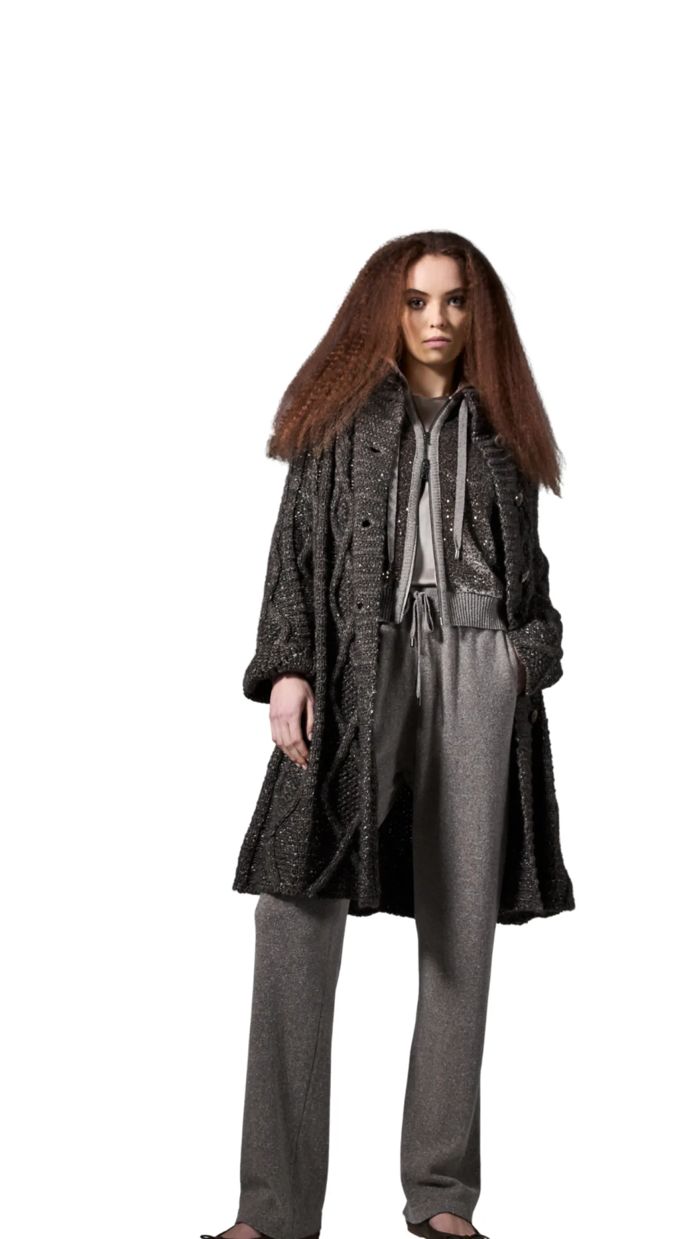 Brown Chunky Mix Cardigan Coat