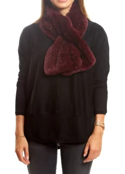 Burgundy Knitted Real Rex Rabbit Fur 'Loop' Scarf