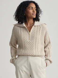 Camello Cable Knit Sweater Parchment