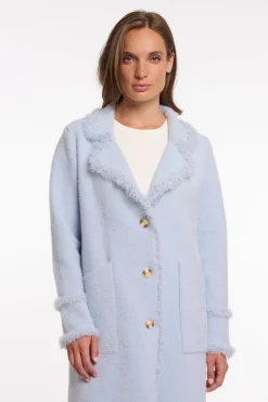 Catena Fringed Coat in Light Blue