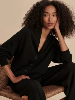 Celeste Black Button Through Sweatshirt