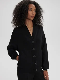 Celeste Black Button Through Sweatshirt