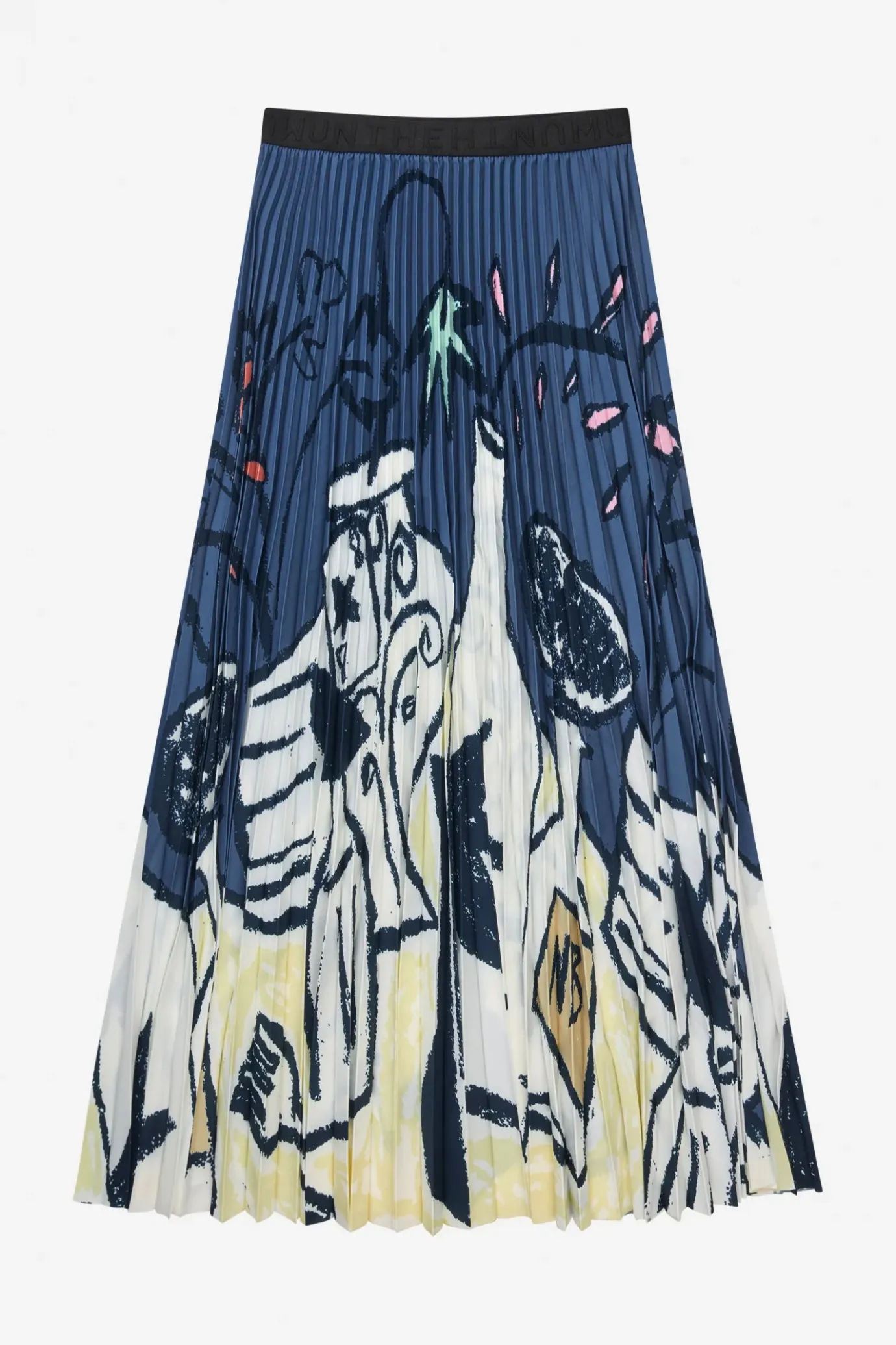 Charming Blue Print Pleated Skirt