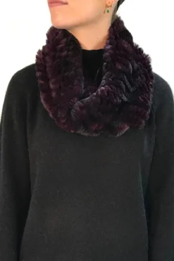 Cranberry Snowtop Knitted Rabbit Single Snood Scarf