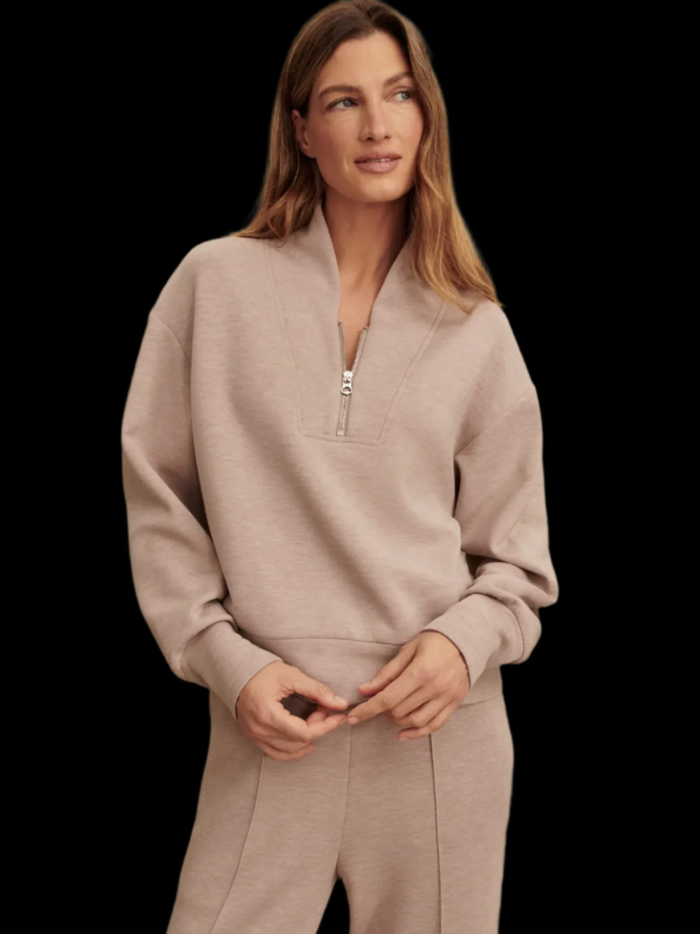 Davidson Taupe Marl Zip Top Sweat