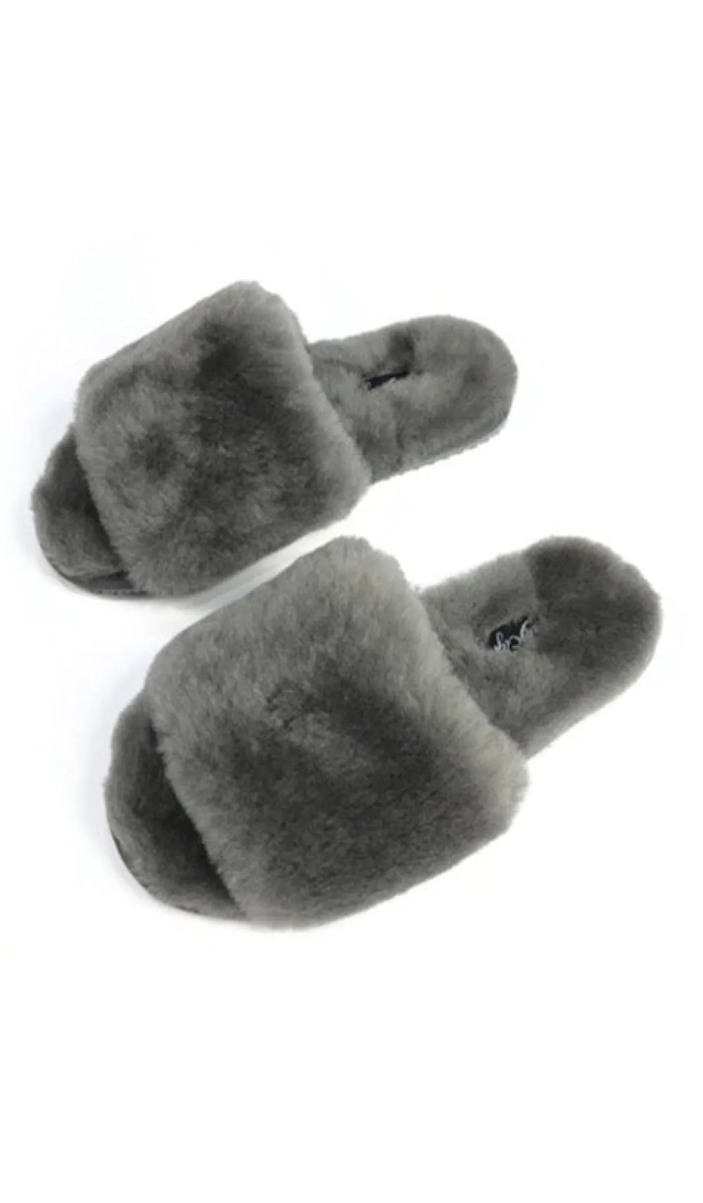 Deep Classic Dark Grey Luxury Sheepskin Slipper Slides