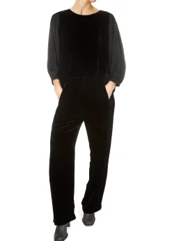 'Dennie' Black Silk Velvet Trousers
