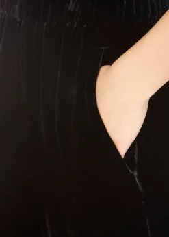 'Dennie' Black Silk Velvet Trousers